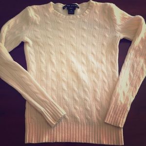 Ralph Lauren Black Label Ivory Cashmere Cable Swtr